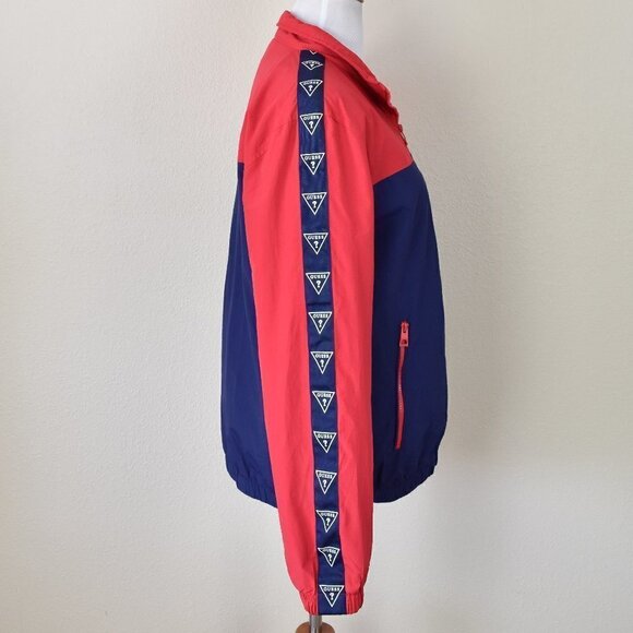GUESS Vintage Style Zip Up Windbreaker Jacket L - Picture 4 of 11